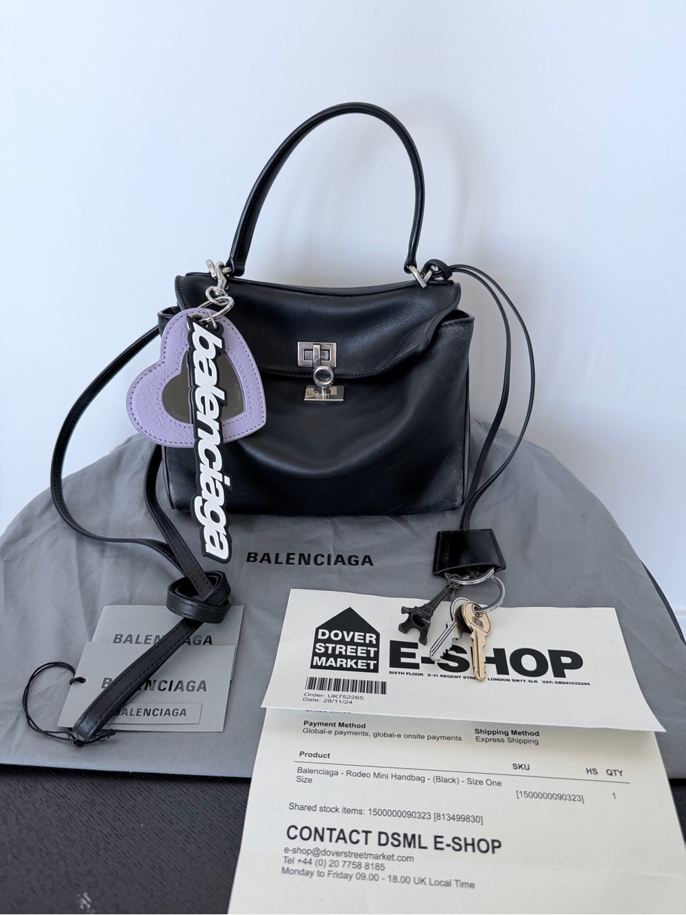 Balenciaga Rodeo Mini Top Handle Bag Used Effect with Charms Black Limited Ed.